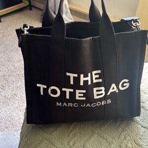 Marc Jacobs Black Tote Bag with White Text